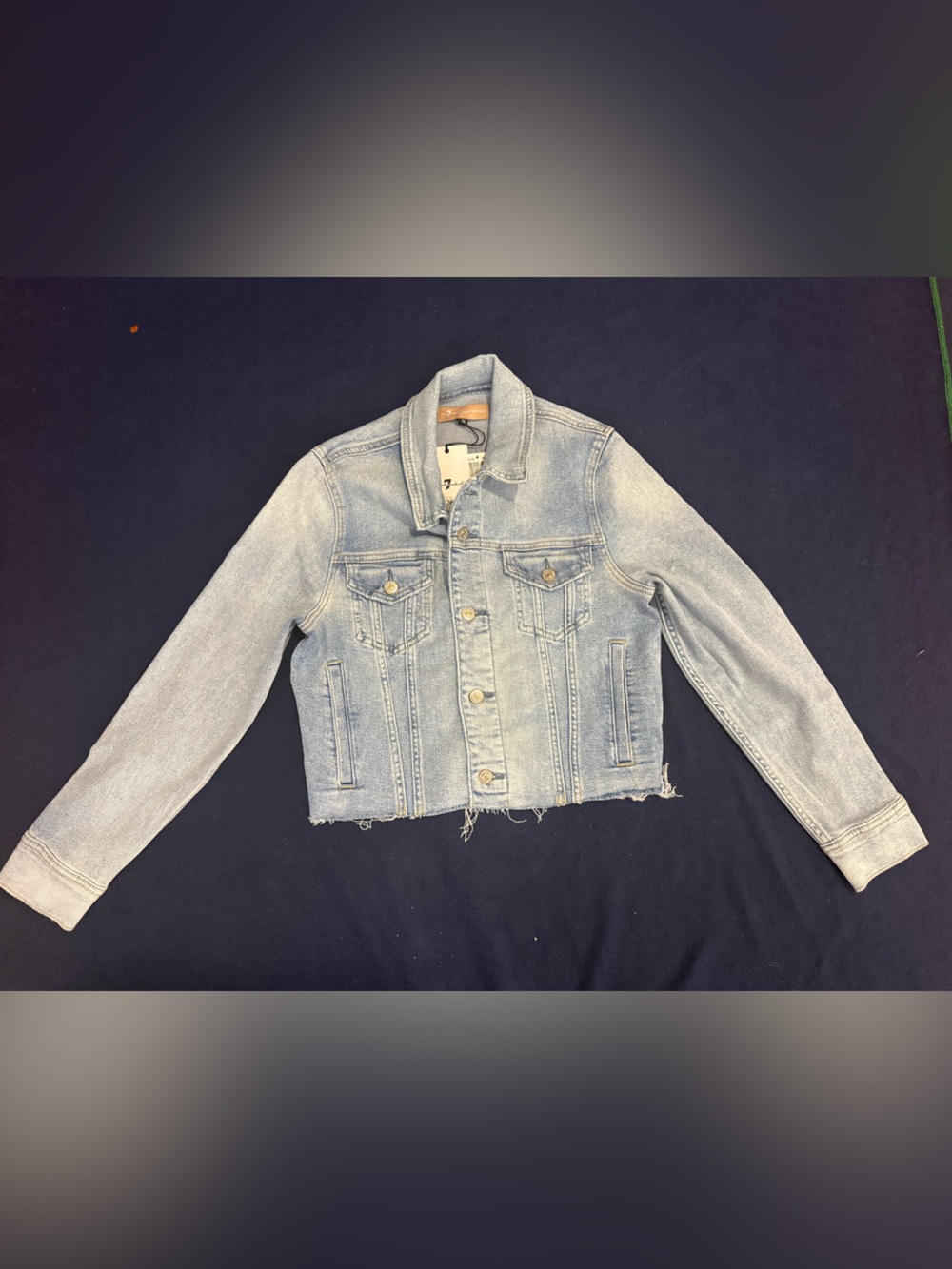 7 For All Mankind Luxe Vintage Cropped Trucker Denim Jacket Size M NWT $248